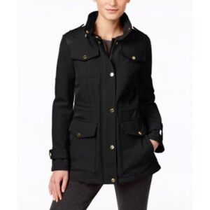 MICHAEL Michael Kors Black Utility Jacket Quilted Shoulder Detail Women's Size S